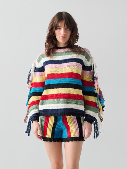 Lingua Franca Marathi Knit Shorts Stripe Multi In Multi