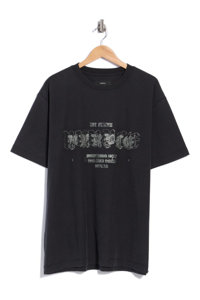 Textured Cotton Jersey T-Shirt, Main, color, BLACK