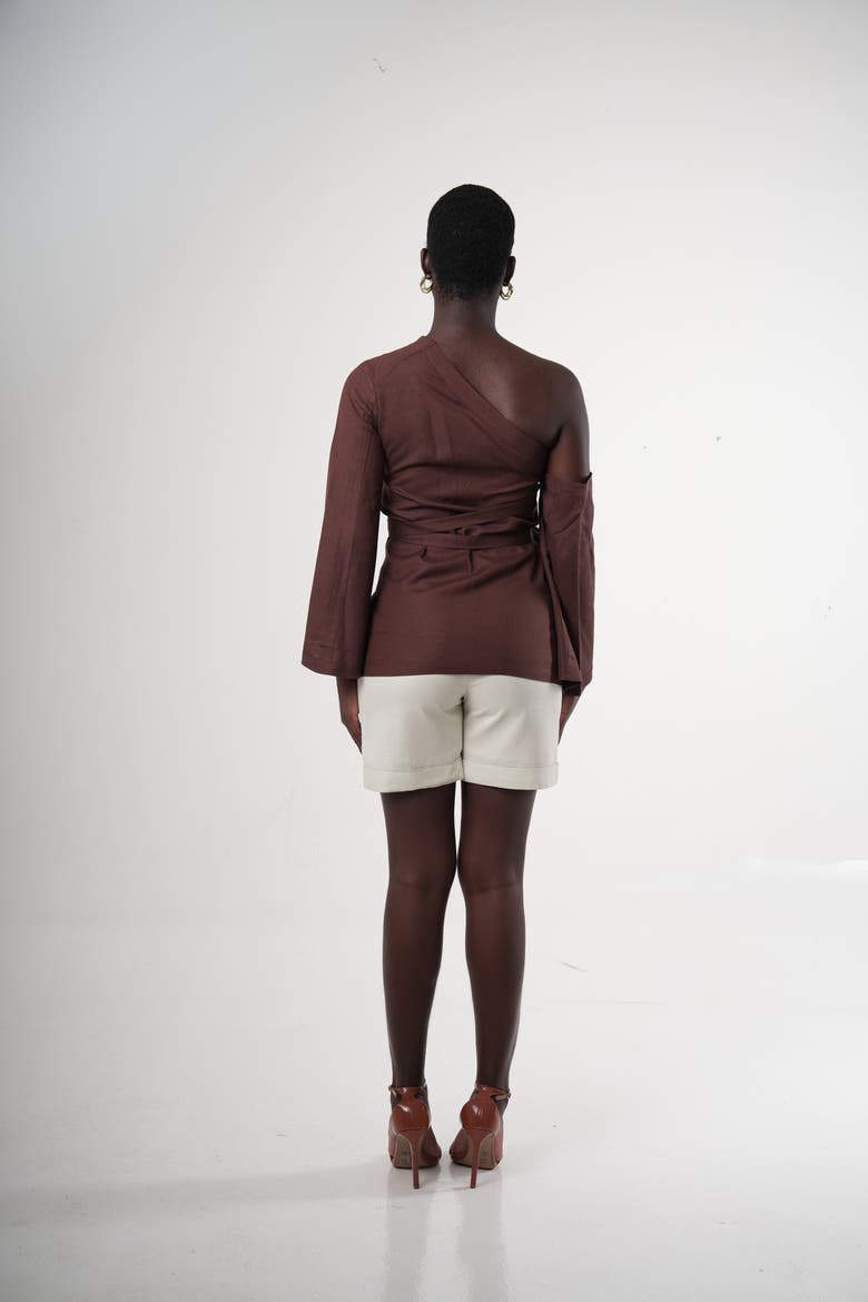 Cacao Convertible One-shoulder Blouse, Alternate, color, Cocoa Brown