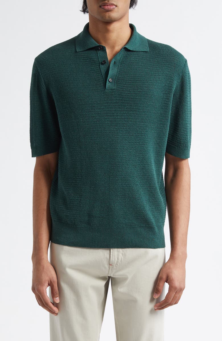 ISAIA Silk & Linen Polo Sweater, Main, color, Gs168 520