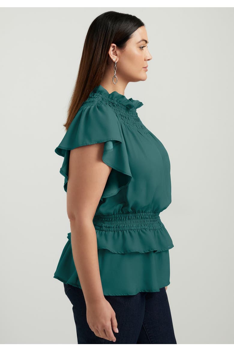 Mockneck Ruffle Blouse, Alternate, color, BAYBERRY