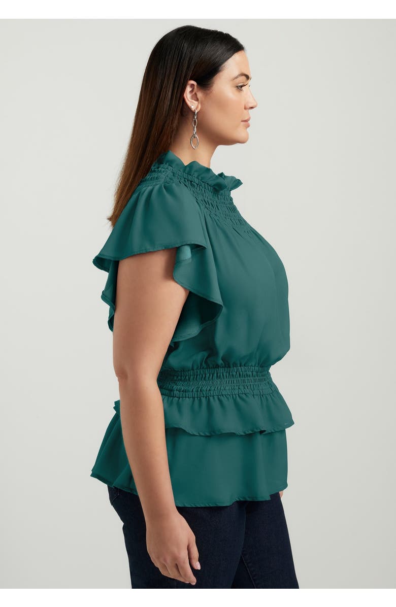 June + Vie Mockneck Ruffle Blouse, Alternate, color, Bayberry