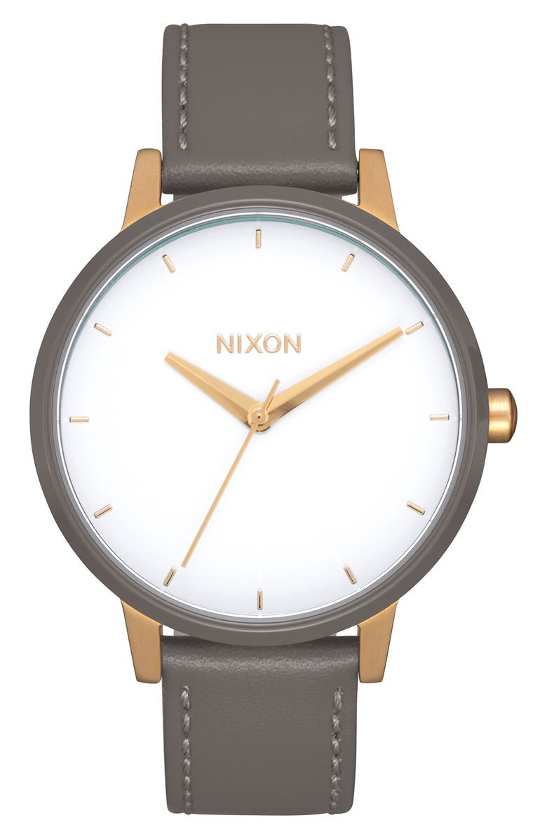 Nixon The Kensington Leather Strap Watch, 37mm, Main, color,