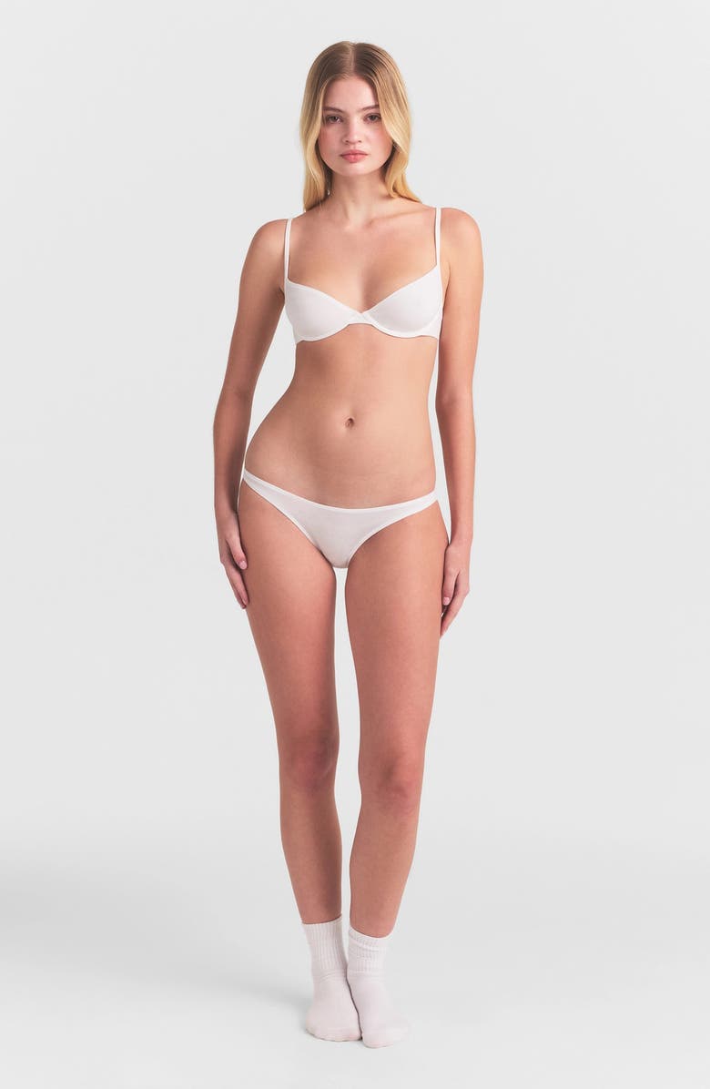 SKIMS Everyday Cotton Underwire Unlined Demi Bra, Alternate, color, Snow