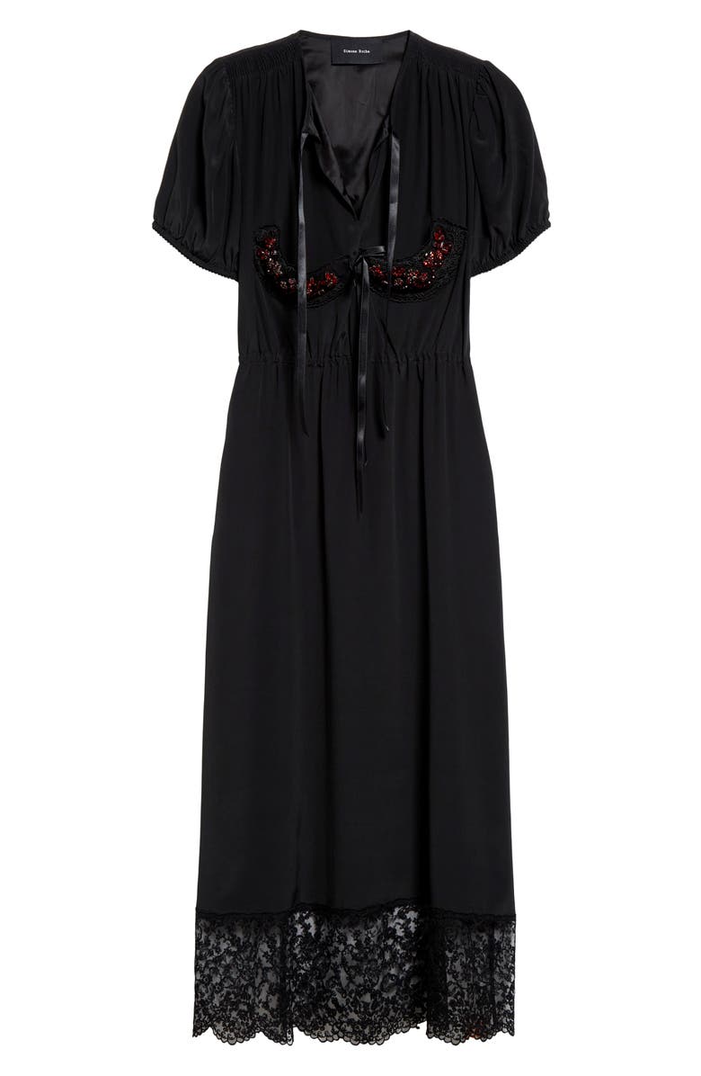 Simone Rocha Cup Detail Elastic Waist Midi Dress, Alternate, color, 