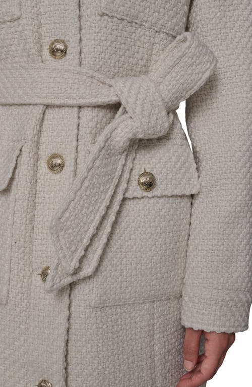 Karl Lagerfeld Paris Belted Wool Blend Coat In Gray