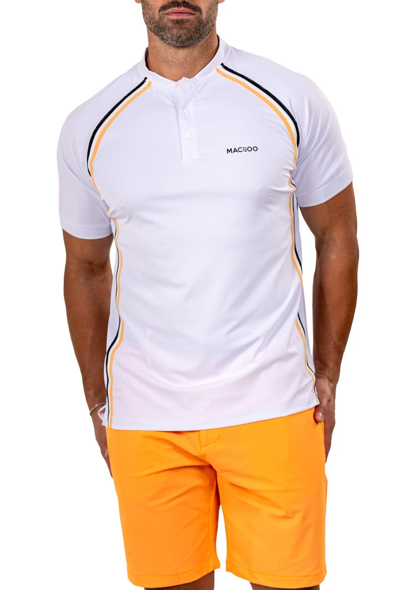 Band Collar Golf Shirt, Alternate, color, WHITE