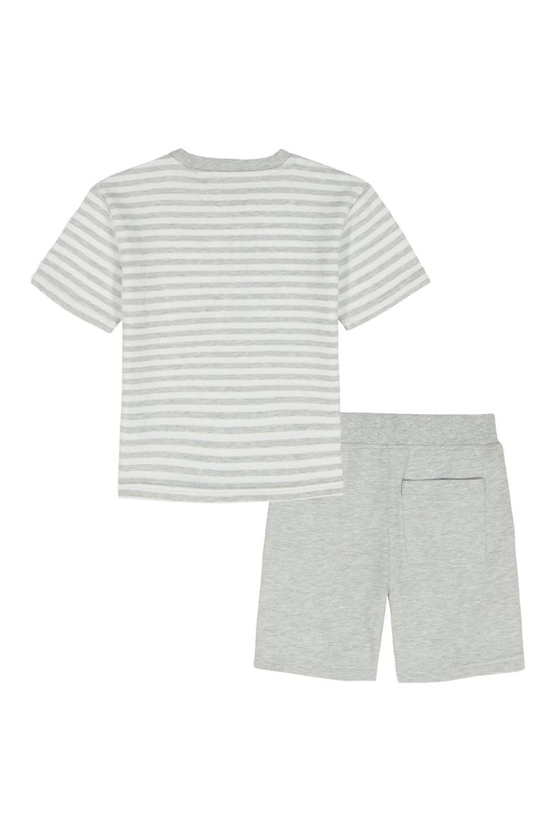 Kids' Stripe Logo Tee & Knit Shorts Set, Alternate, color, GREY MULTI