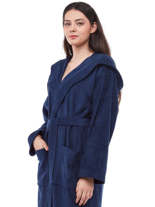 Arus Paradise Womens Hooded Cotton Bath Robe In Blue