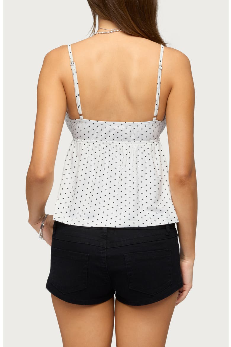 Belen Polka Dot Lace Trim Top, Alternate, color, WHITE-AND-BLACK