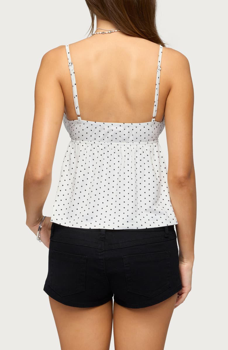 EDIKTED Belen Polka Dot Lace Trim Top, Alternate, color, White-And-Black