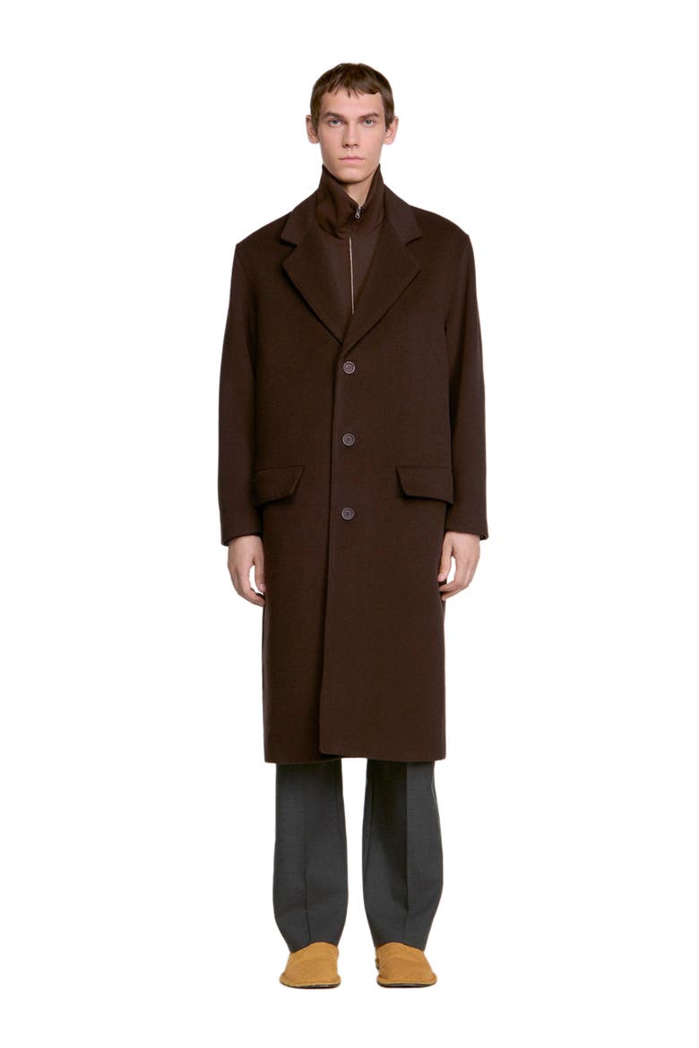 Long wool and cashmere coat, Main, color, Chocolate