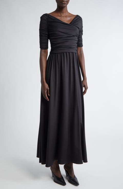 Char Ruched Off The Shoulder Stretch Jersey Midi Dress