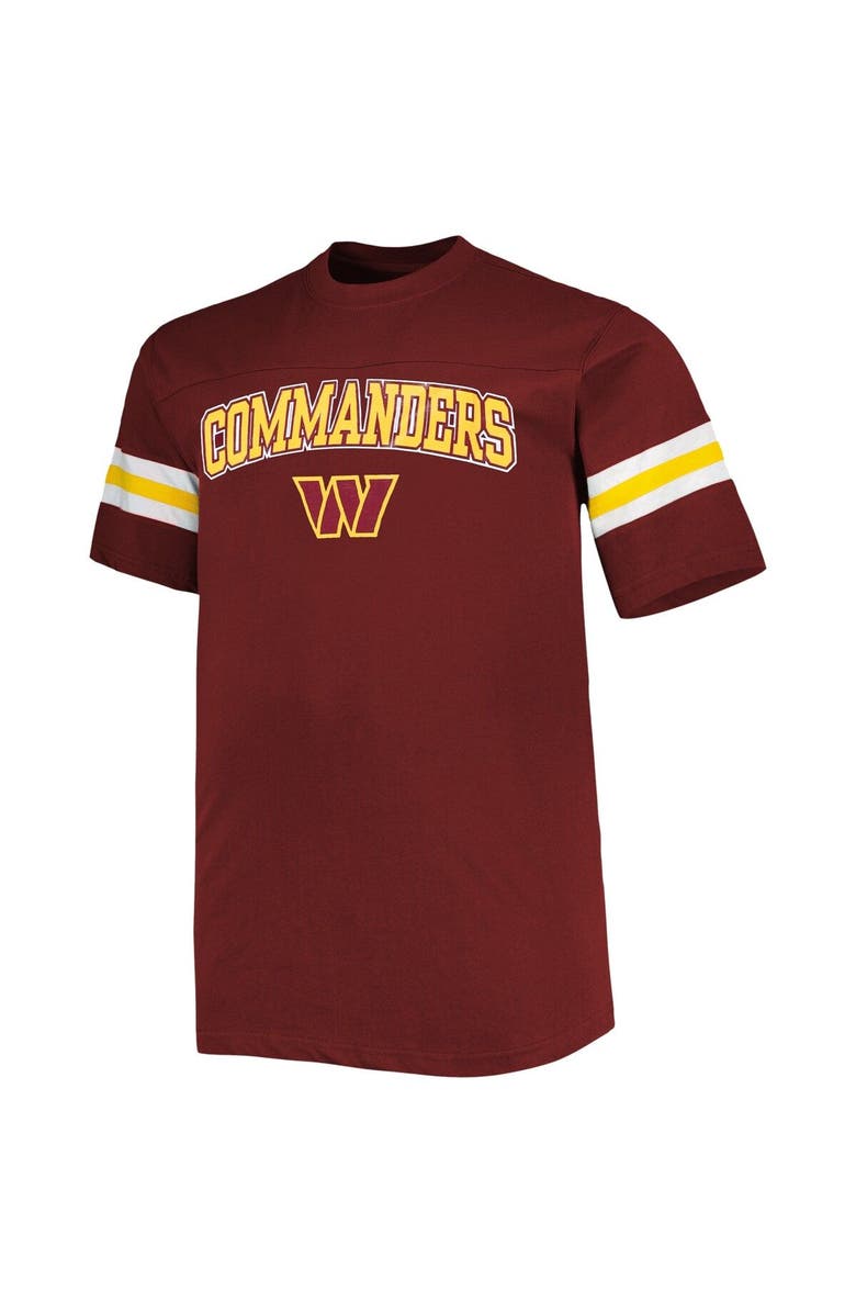 PROFILE Men's Burgundy Washington Commanders Big & Tall Arm Stripe T-Shirt, Alternate, color,