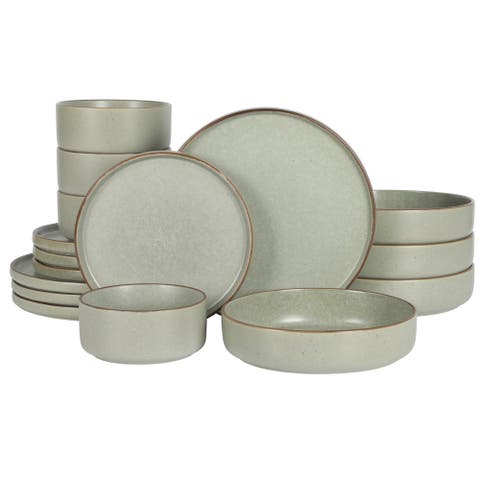 Gelston Stoneware Matte Reactive Glaze Plates and Bowl Dinnerware Set