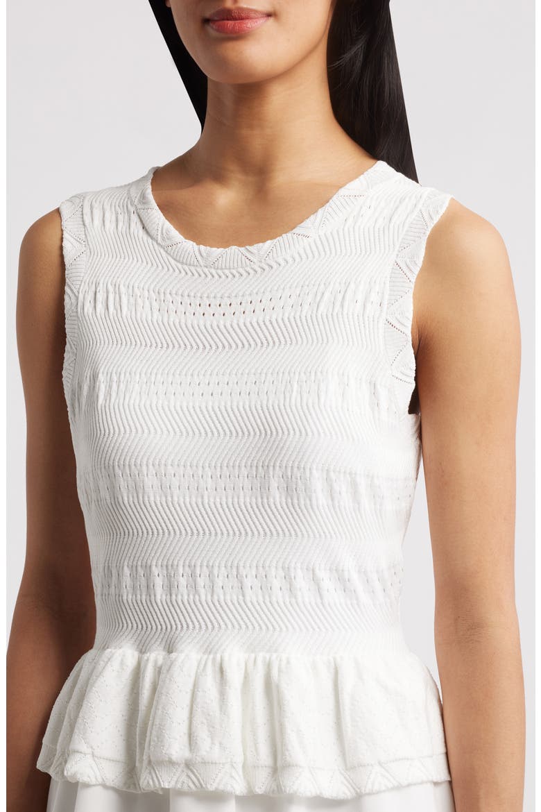 Mixed Media Stretch Cotton Midi Dress, Alternate, color, IVORY