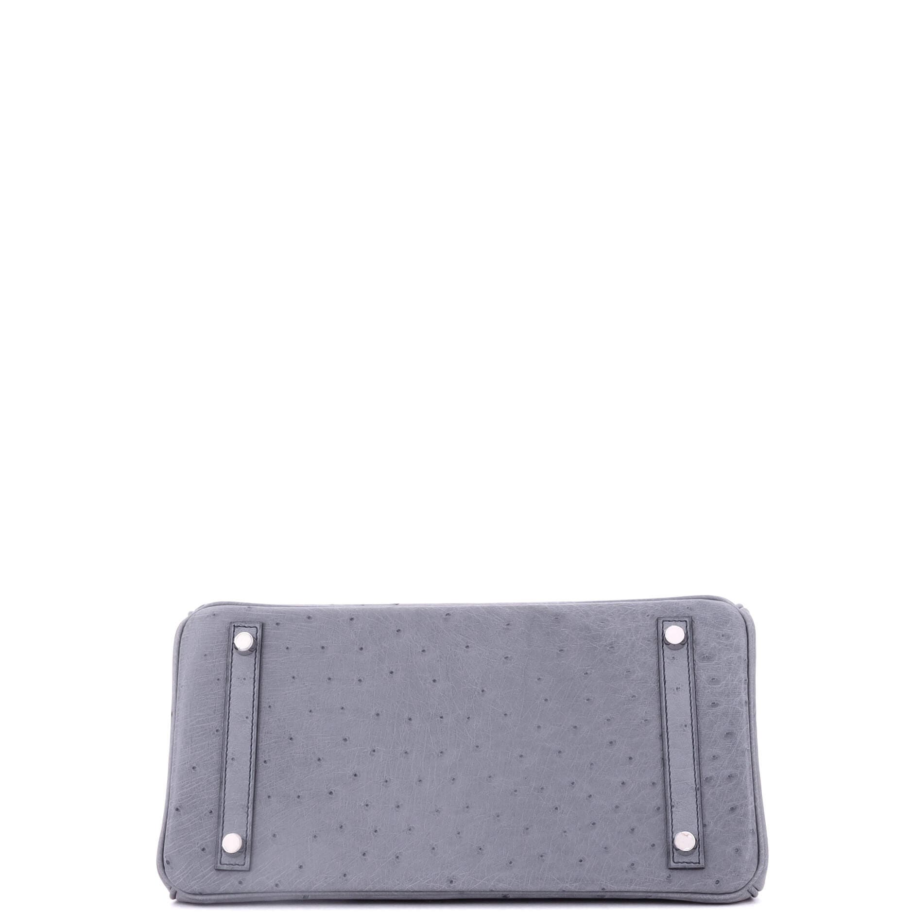 Pre-Owned Hermes Birkin Handbag Grey Ostrich with Palladium Hardware 30, Alternate, color, 