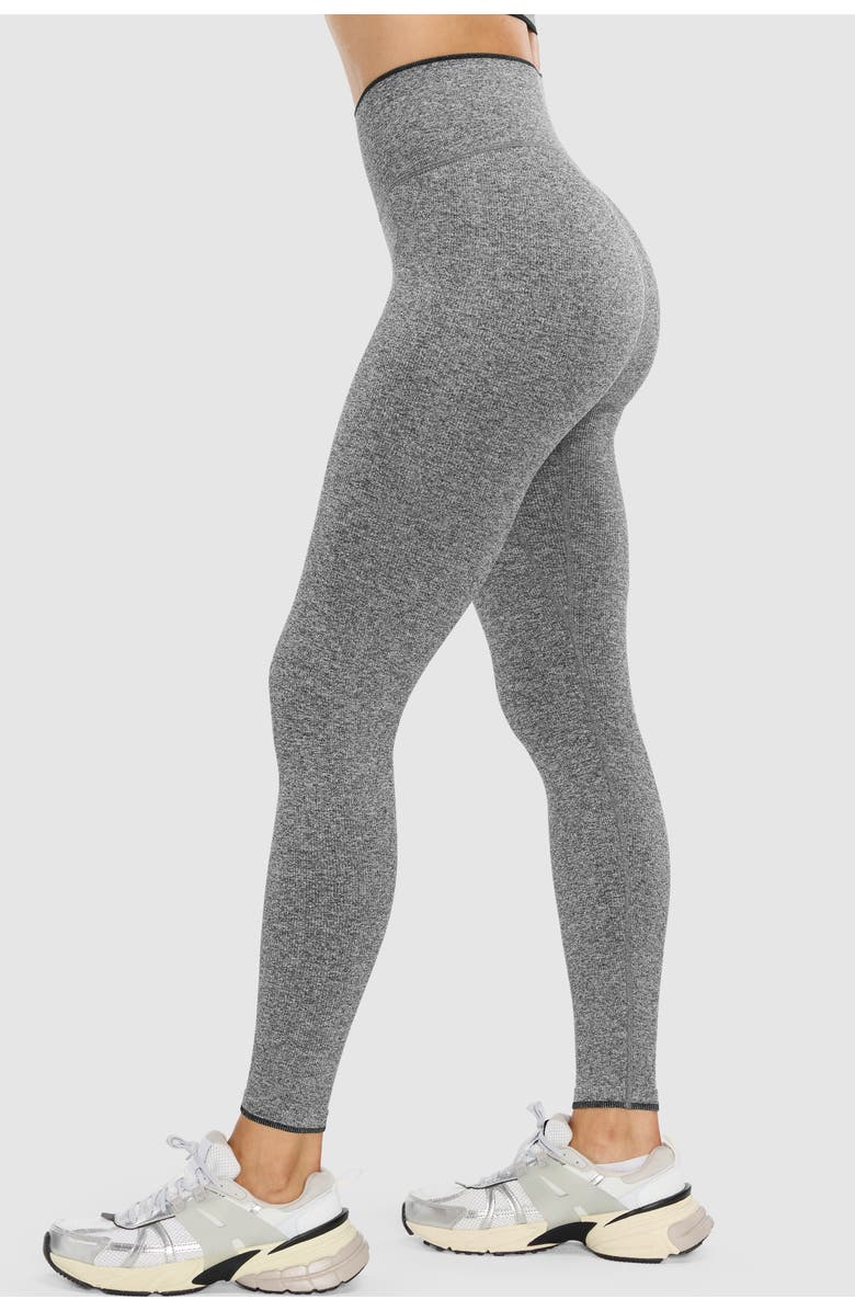 Peloton Melange Micro Rib Seamless Legging, Alternate, color, Black
