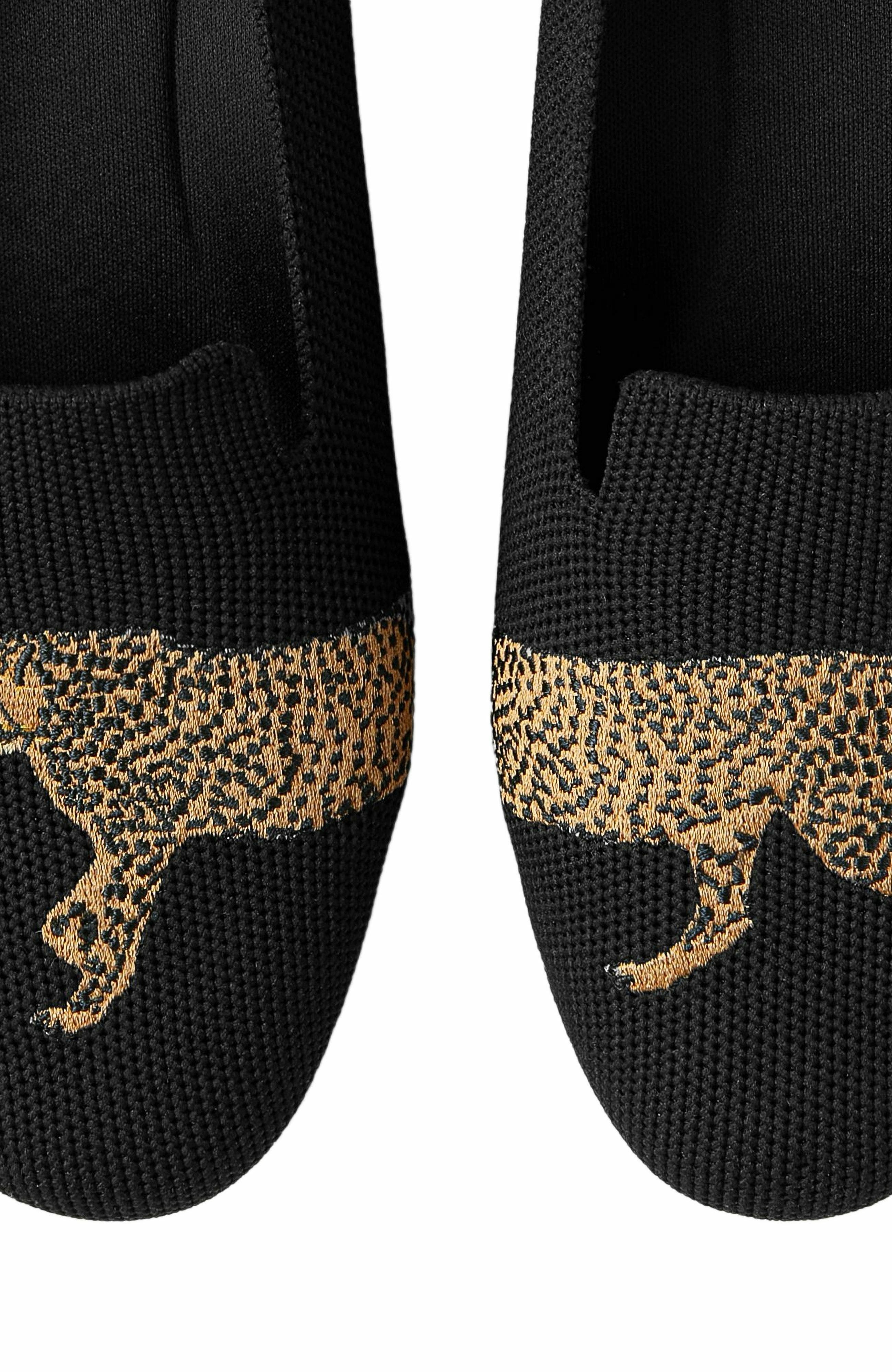 VIVAIA Round-Toe Embroidered Loafers, Alternate, color, Black - Cheetah
