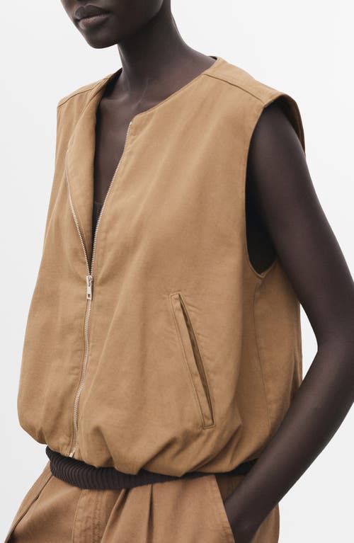Mango Bubble Hem Denim Vest In Brown