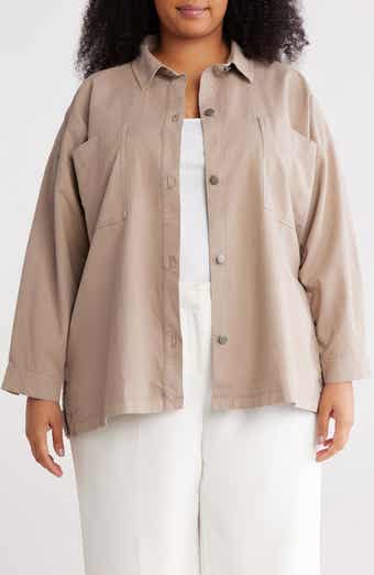 Eileen Fisher Boxy Stretch Organic Cotton & Hemp Shirt Jacket