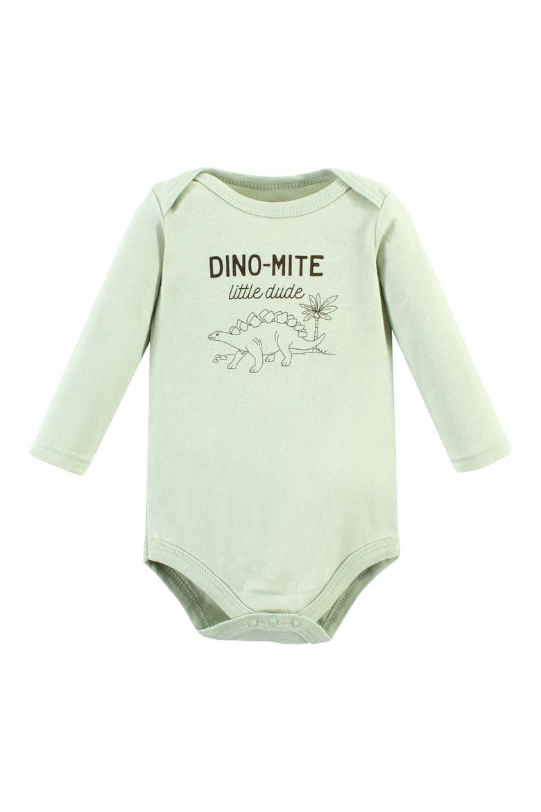 Cotton Long-sleeve Bodysuits 5-pack, Alternate, color, Dinosaur Adventures 5-Pack