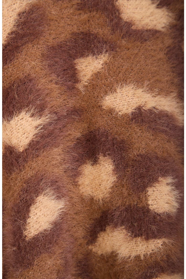 Leopard Knit Wrap Cardigan, Alternate, color, BROWN