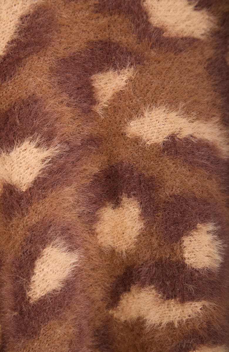 SAACHI Leopard Knit Wrap Cardigan, Alternate, color, Brown