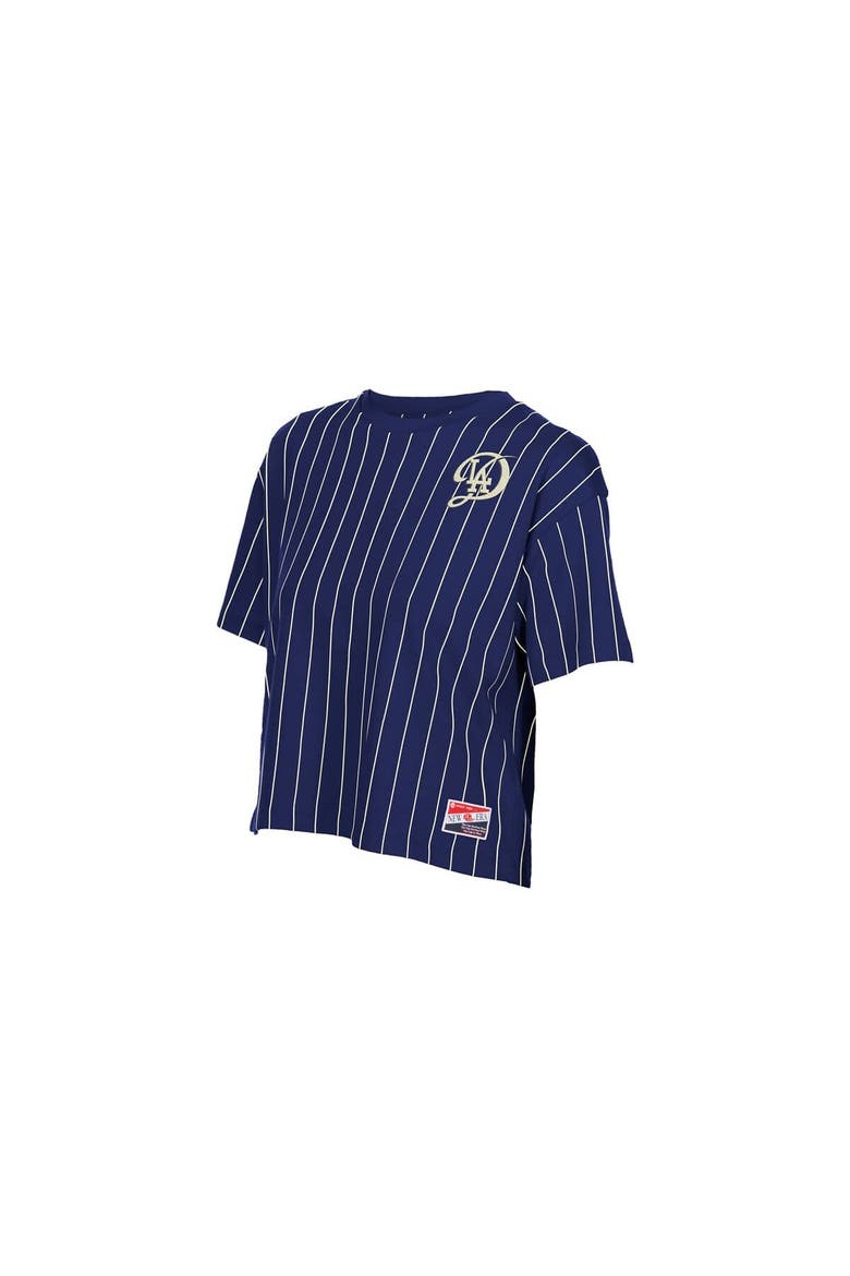 Women's New Era  Navy Los Angeles Dodgers City Connect Throwback Meshback Pinstripe Boxy T-Shirt, Alternate, color, Navy
