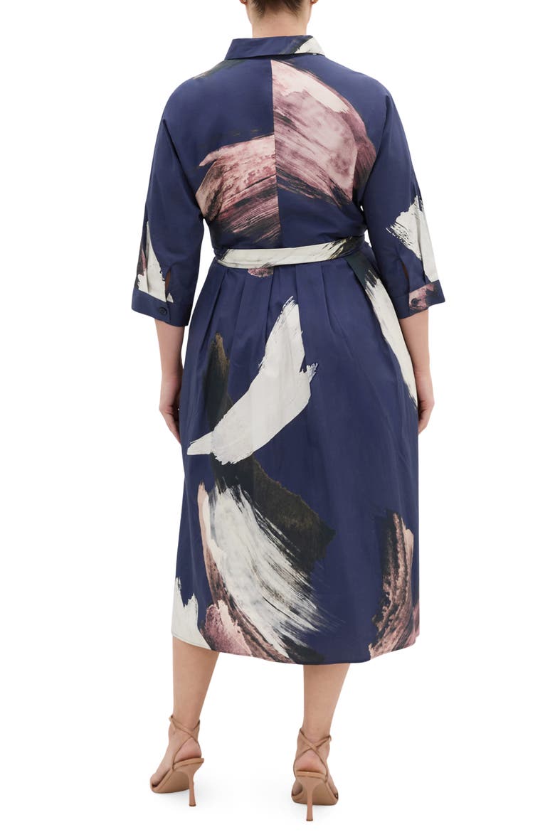 Angel Brushstroke Belted Cotton Shirtdress, Alternate, color, NAVY MODERN MUSE