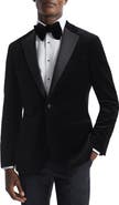 Reiss Ace Black Cotton Stretch Velvet Dinner Jacket
