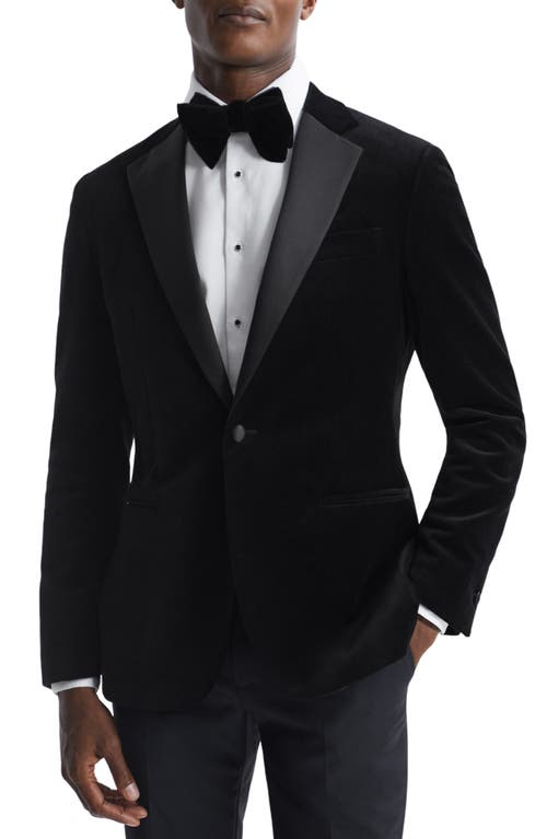 Reiss Ace Velvet Tuxedo Jacket In Black