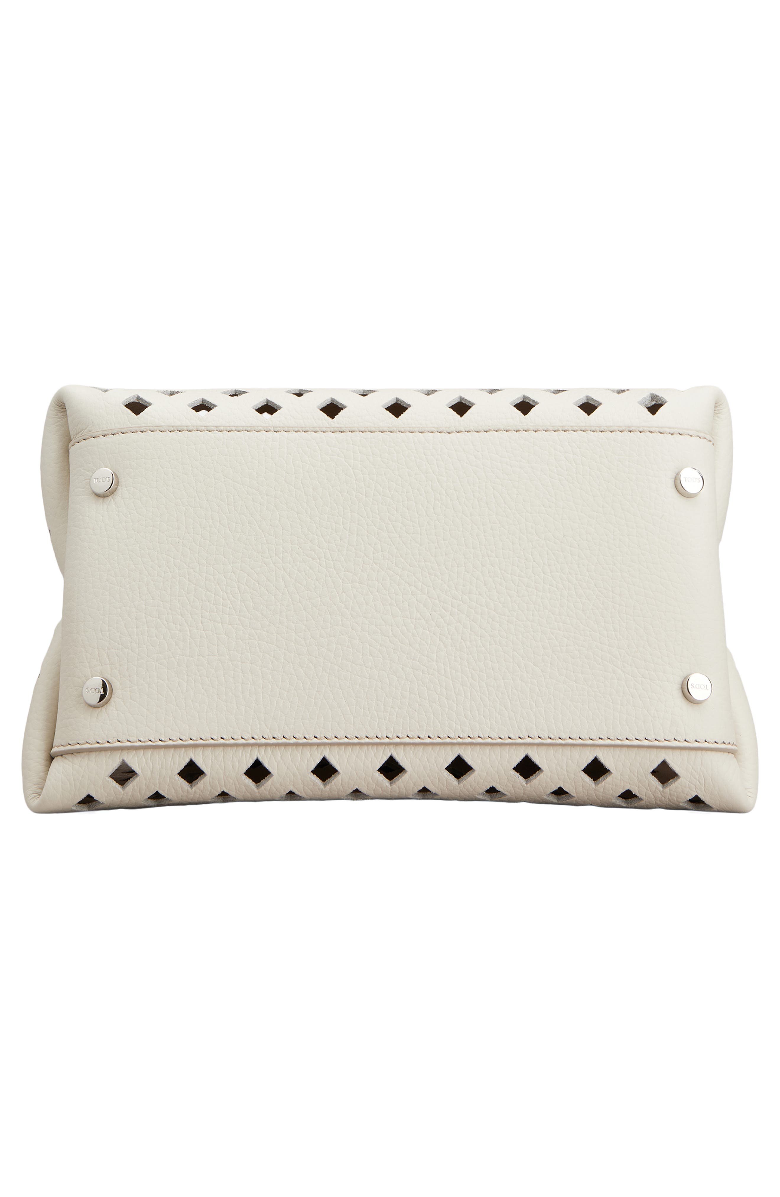Tod's Apa Perforated Leather Top Handle Bag, Alternate, color, Bianco Calce/ Naturale Sc