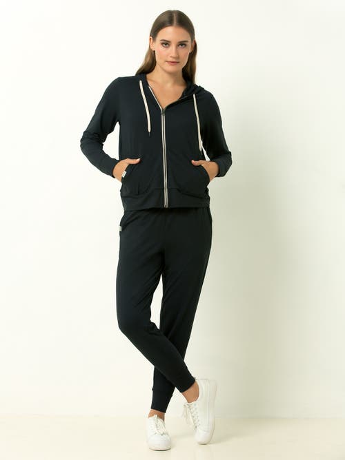 Single Stitch Lightweight Full Zip Hoodie In Black