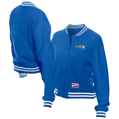 Women's New Era  Royal Seattle Seahawks Throwback Fleece Full-Snap Jacket