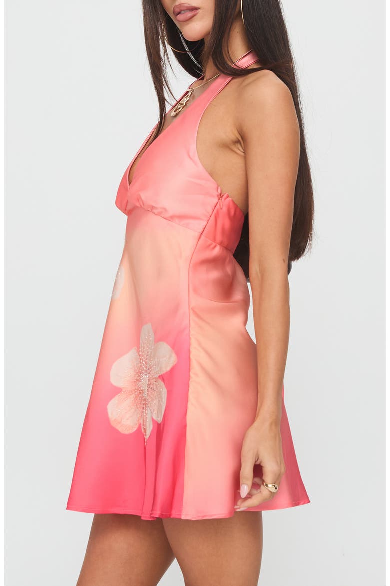 Laleisa Floral Beaded Halter Minidress, Alternate, color, MULTI