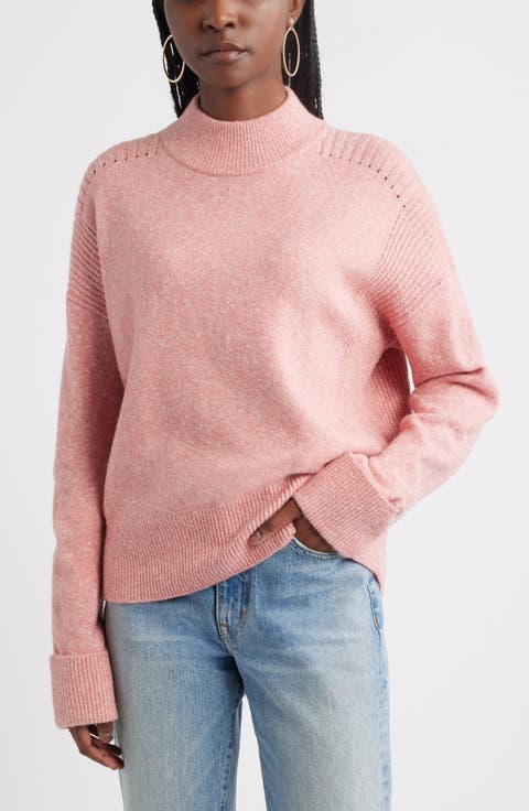 Rib Detail Mock Neck Sweater