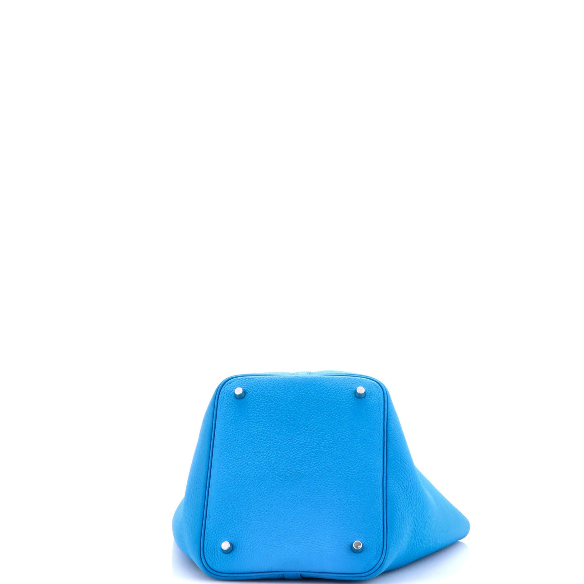 Pre-Owned Hermes Picotin Lock Bag Clemence MM, Alternate, color, Bleu Frida