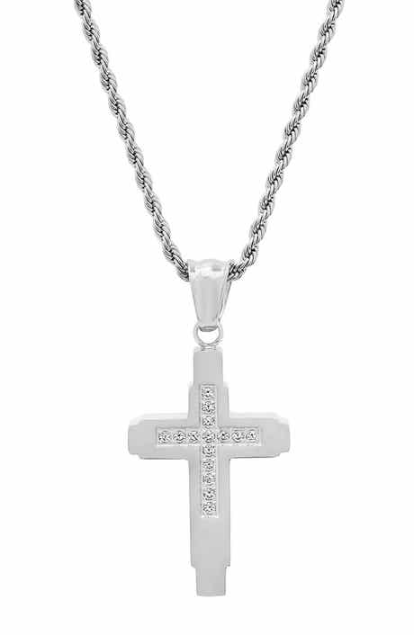 Men's Elongated Cross Pendant Necklace