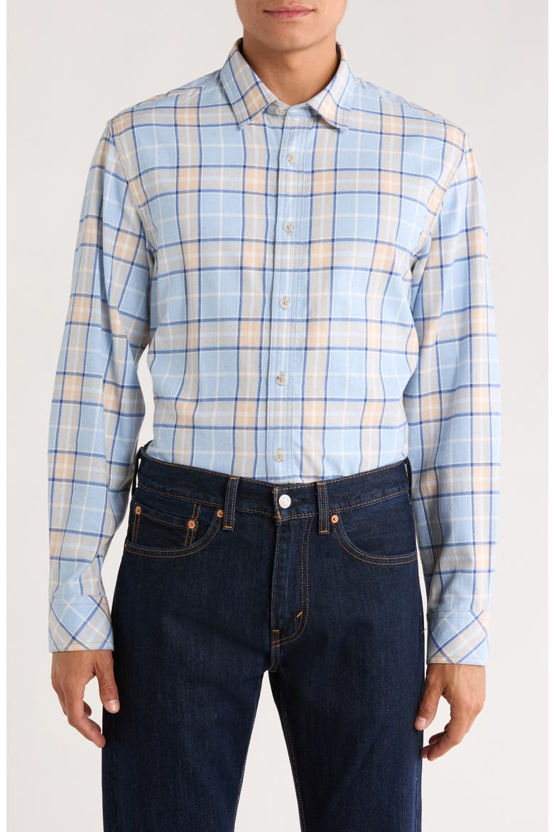 Simeon Yarn Dye Plaid Button-Up Shirt, Main, color, SKY