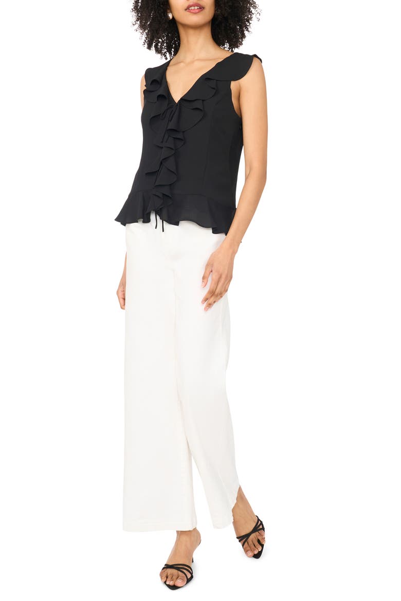 V-Neck Ruffle Top, Alternate, color, RICH BLACK