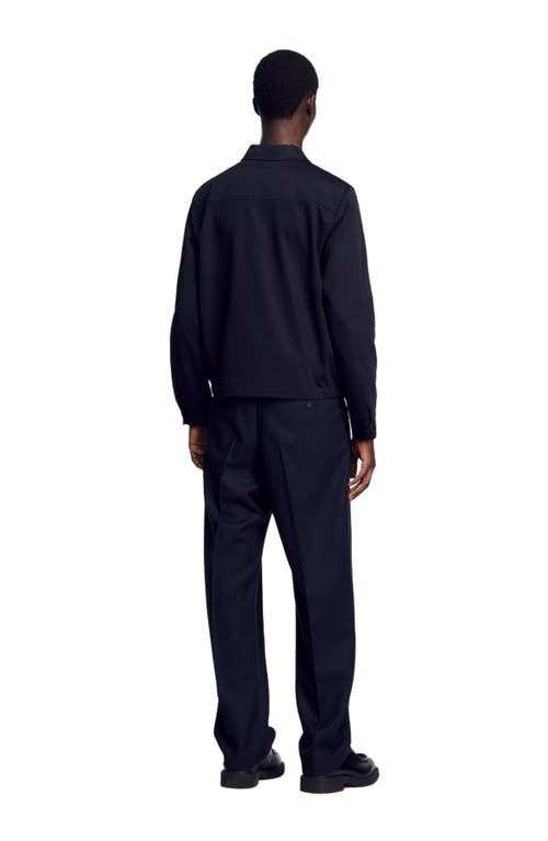 Sandro Cotton Jacket In Navy Blue