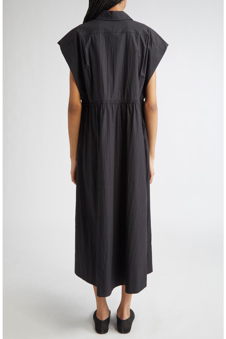 Travel Cotton Gathered Waist Shirtdress, Alternate, color, BLACK