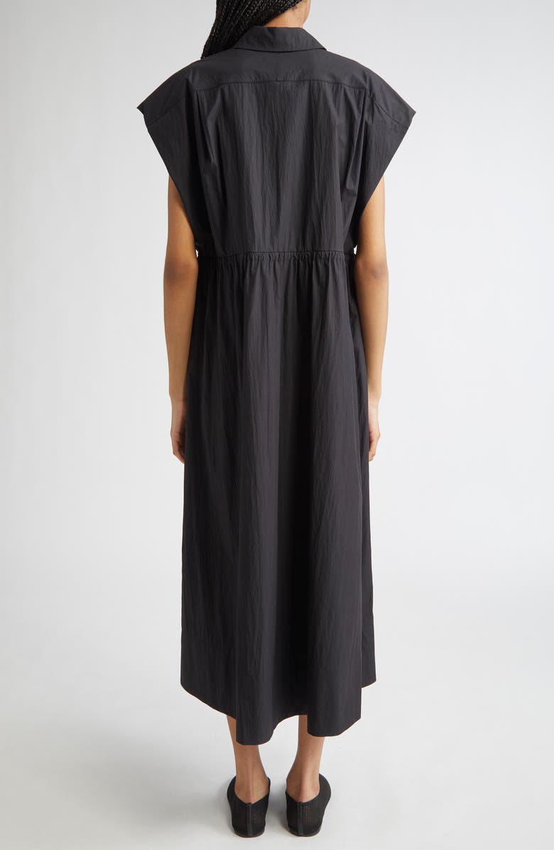 Lafayette 148 New York Travel Cotton Gathered Waist Shirtdress, Alternate, color, Black