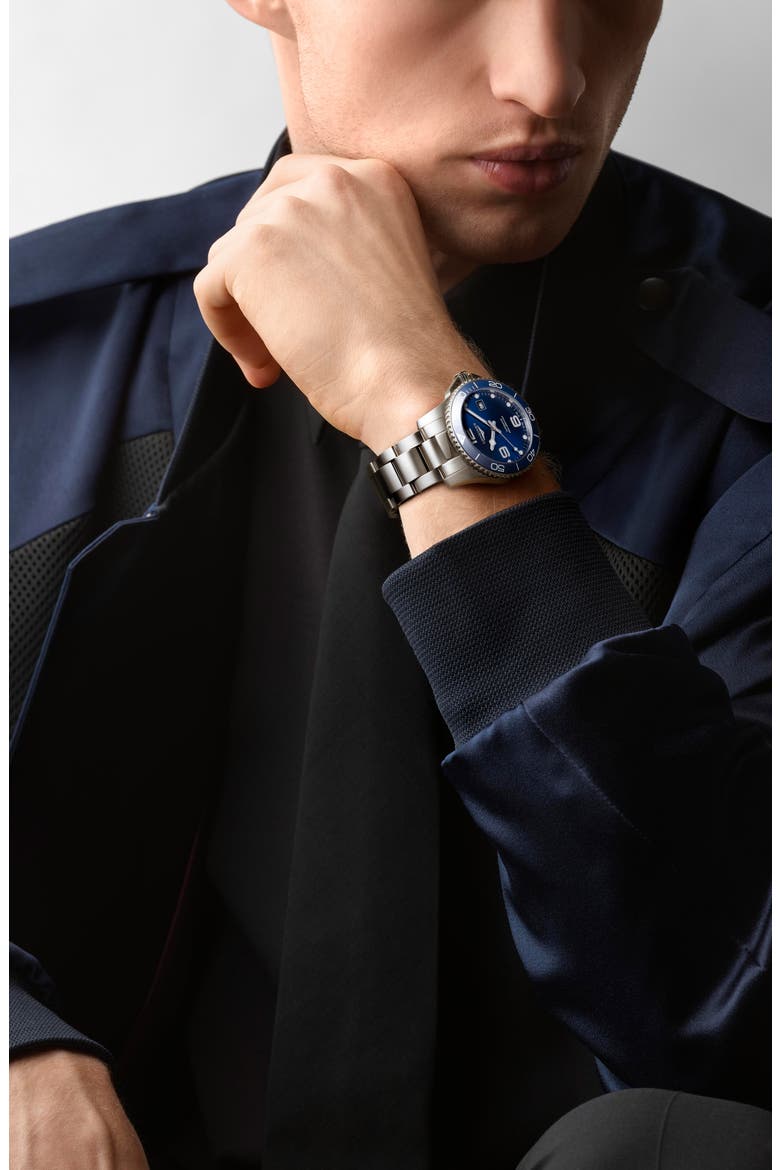 Master Automatic Bracelet Watch, 40mm, Alternate, color, SILVER/ BLUE