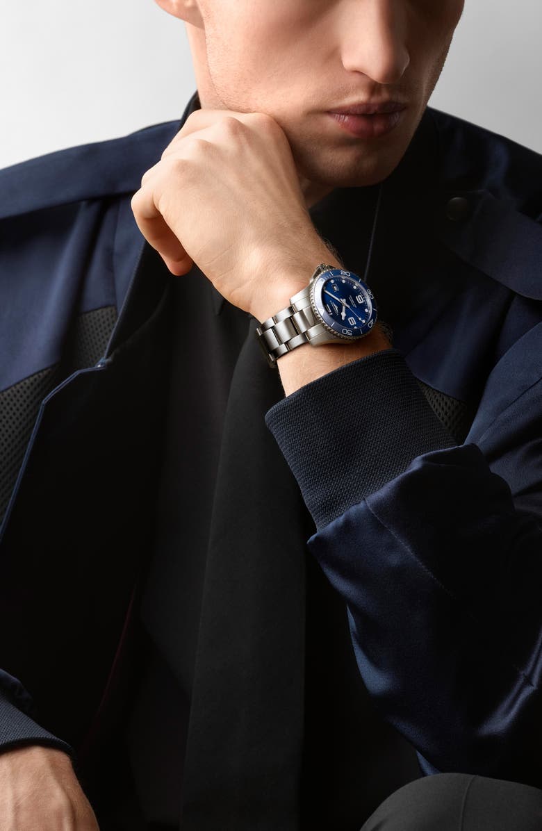 Longines Master Automatic Bracelet Watch, 40mm, Alternate, color, Silver/ Blue