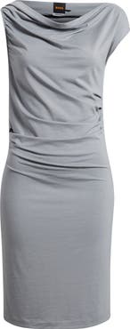 BOSS Orange Enila Pleated Stretch Recycled Cotton Blend Dress