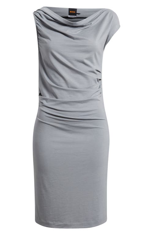 Hugo Boss Boss Orange Enila Pleated Stretch Recycled Cotton Blend Dress In Gray