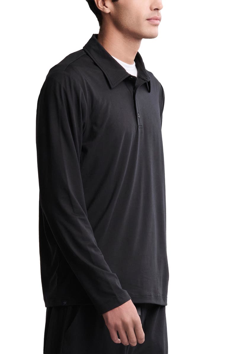 Barefoot Dreams<sup>®</sup> Malibu Collection<sup>®</sup> Butterchic Long Sleeve Polo, Alternate, color, Black
