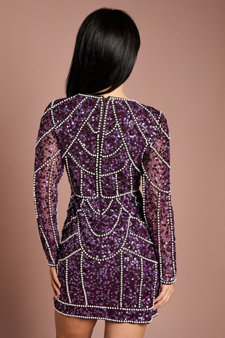 Petite Embellished Mini Dress, Alternate, color, Fig